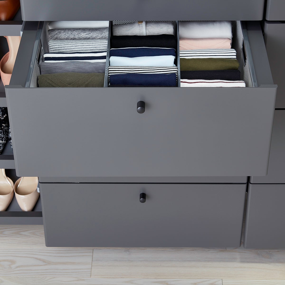 Elfa Décor 8' Grey & Platinum ReachIn Closet The Container Store